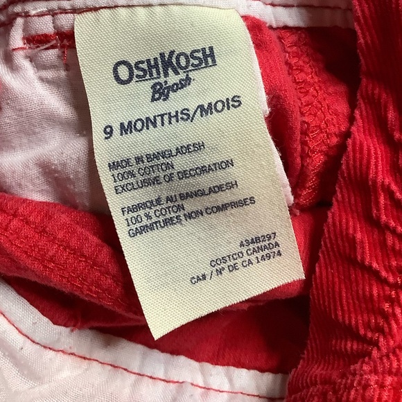 Vintage Oshkosh B Gosh Red Overalls With White Bow 9 Months - Picture 3 of 6
